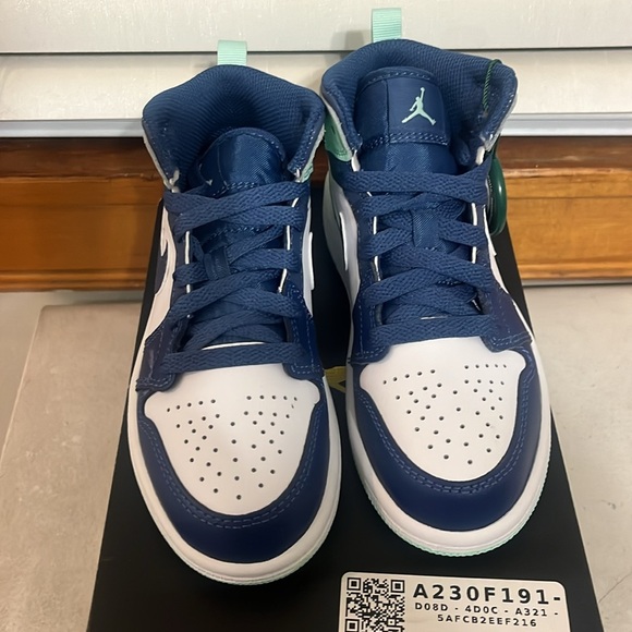 Jordan 1 Mid Mystic Navy Mint Foam sneakers PS 12c toddler Nike - Picture 8 of 13